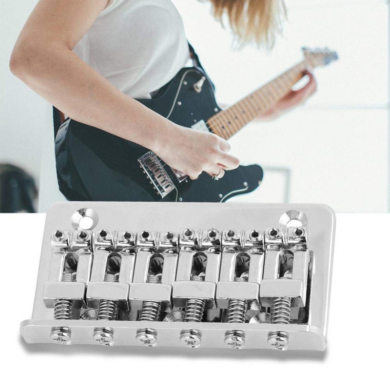 Dilwe Guitar Bridge, 6 String Metal Fixed Hardtail Tailpiece Bridge Saddle with 5 Pcs Screws for Electric Guitar Bass - Image 4